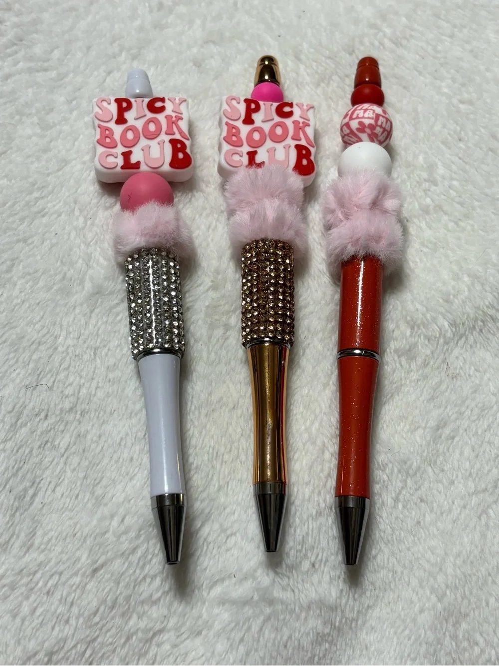 Fancy Beaded Bookclub Pen Sets with Bookish Words Spooky, Spicy, Read